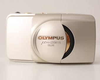 Olympus Mju II Zoom 115 Stylus Gold film camera with 38-115mm Lens - film tested and fully working Vintage Compact Point and Shoot Gift idea