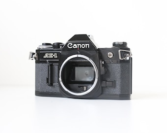 Canon AE-1 SLR Black Body - film tested and fully working 35mm film SLR Camera, Wedding Gift Idea Vintage Manual Focus Camera Photography