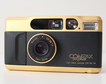 RARE Contax T2 60 Years Gold Edition film camera with 38mm f/2.8 Carl Zeiss Lens - film tested and fully working Compact Point and Shoot