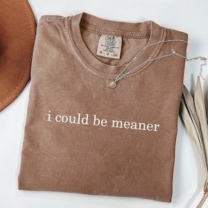 Comfort Colors I Could Be Meaner / Sarcastic  /  Funny Humor / Funny Quote Tee / Trendy Shirt for Women / I Could Be Meaner