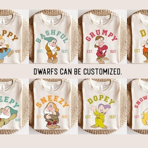 Seven Dwarfs Characters Shirt, Dwarfs Shirt, Vintage Dwarfs Shirt, Bashful / Sleepy / Doc / Dopey / Sneezy / Happy / Grumpy Dwarf Shirt