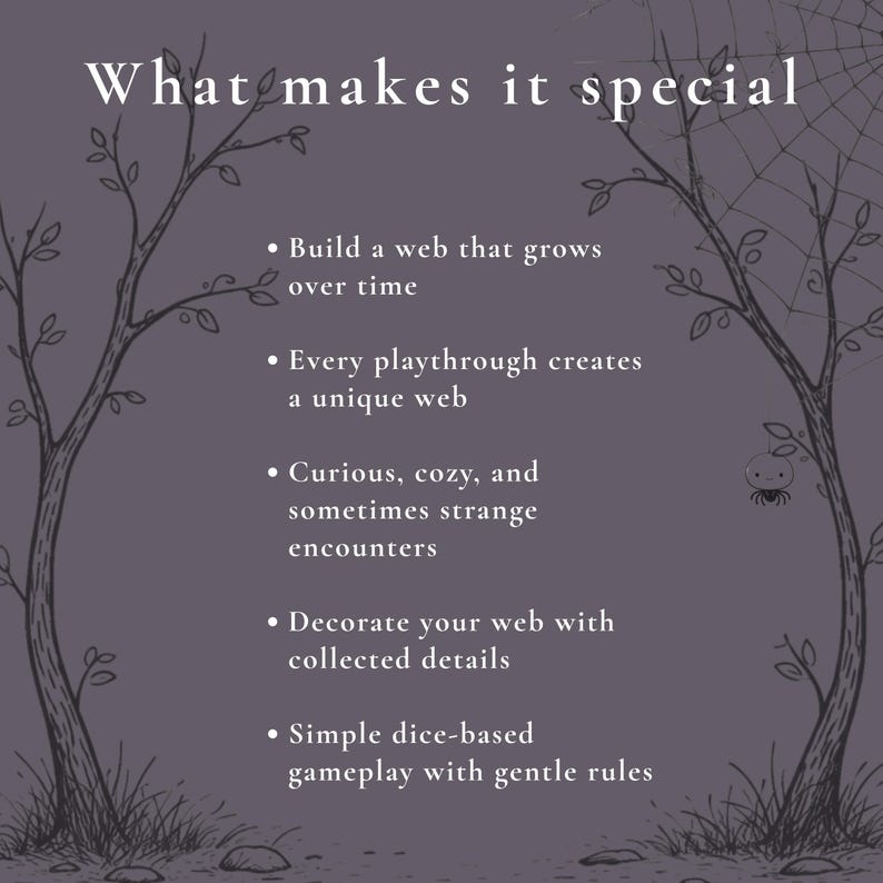 Cozy Spider Solo RPG – Build Your Own Web, Printable Dice Game, Solo TTRPG, Creative Writing & Drawing, Journaling Game, Indie Tabletop RPG image 6