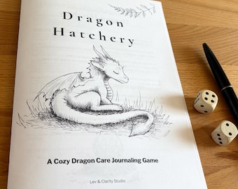 Dragon Hatchery Journaling Game – Printable Solo RPG Dice Game, Cozy Dragon Care Game, Creative Writing Drawing Activity, Instant Download