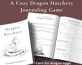 Dragon Hatchery Journaling Game – Printable Solo RPG Dice Game, Cozy Dragon Care Game, Creative Writing Drawing Activity, Instant Download