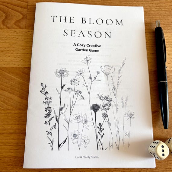 Cozy Garden Journaling Game – Printable Solo Dice Game, Creative Drawing & Writing Activity, Relaxing Self Care Game, Instant Download