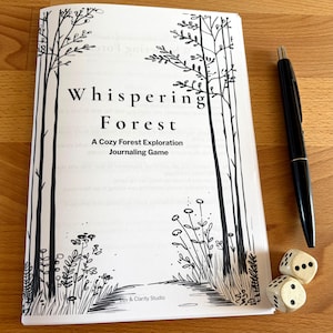 Cozy Forest Journaling Game – Printable Solo Dice Game, Creative Writing & Drawing Activity, Relaxing Self Care Game, Instant Download image 1