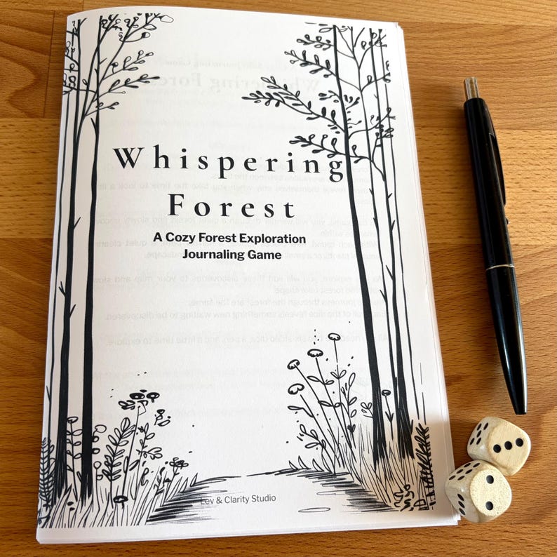 Cozy Forest Journaling Game – Printable Solo Dice Game, Creative Writing & Drawing Activity, Relaxing Self Care Game, Instant Download image 1
