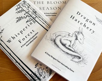 Cozy Journaling Game Bundle – 3 Printable Solo Dice RPGs, Dragon, Forest and Garden, Creative Writing & Drawing, Relaxing Self Care