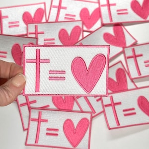 Cross Equals Love Embroidered Patch: Christian Iron-On Applique