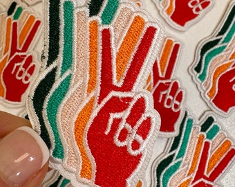 Peace Sign Hand, Colorful patch, Trendy patch, trucker hat patch, Hand peace sign patch, peace sign,DIY patch, patches