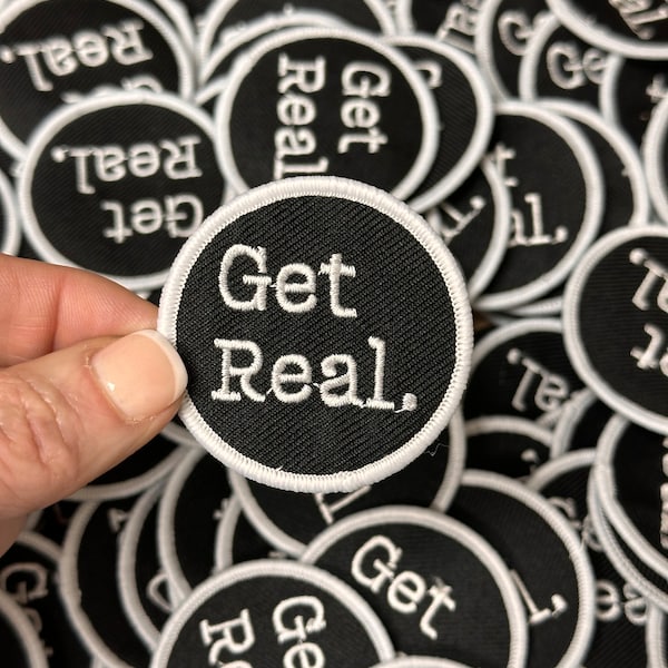 Get Real Hat Patch, Trucker Hat Patch, Black and white hat patch, funny hat patch, trendy hat patch, get real trucker hat patch