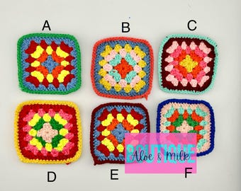 Granny Squares Crochet patch, crochet squares, crochet trivet, crochet quilt squares, granny trucker hat