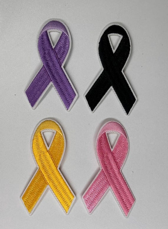 Embroidered Cancer Awareness Ribbon Patch - Iron On