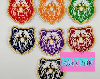 Embroidered Bear Mascot Patch: Iron-On Team Sports Applique