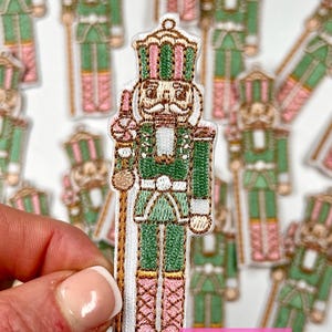 Embroidered Christmas Nutcracker Patch: Iron On Applique (8cm x 2.5cm)