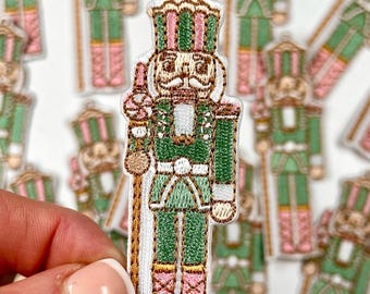 Embroidered Christmas Nutcracker Patch: Iron On Applique (8cm x 2.5cm)