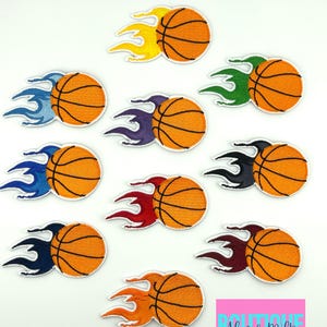 Basketball patch, basketball, flames patch, sports patch, team patch, game day patches, athletic patches