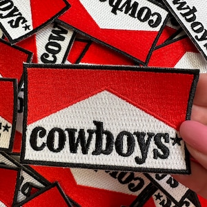 Cowboys Red, Iron on Hat Patch,western patch, cowboy patch, trendy patch