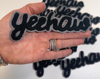 Yeehaw Chenille Patch, Western Iron On Applique (14cm x 6.5cm)