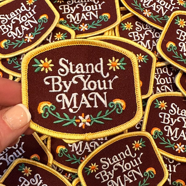 Stand By Your Man Trucker Hat Patch, Floral Quote Hat Patch, Trendy Hat Patch, Cute Hat Patch