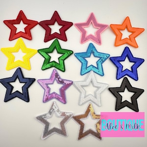 Sequin Star Outline, sequin patch, star patch, sports patch, patch filler, dance patches, cheer patches, sequin patches, game day, football