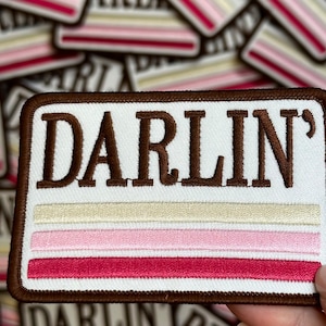 Darlin iron on patch, darlin patches, country music patch, Nashville patches, western patches, cowboy patches, DIY patches, cowgirl patches
