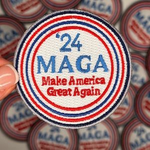 MAGA 24&#39; Embroidered Patch: Iron-On USA Election Patch (7.3cm)