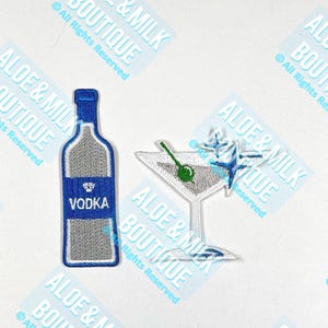 Vodka Bottle Embroidered Patch: Iron-On Applique (2.5cm x 8cm)
