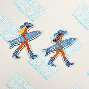 Surf Girl Embroidered Patch: Coastal Cowgirl Beach Vibes