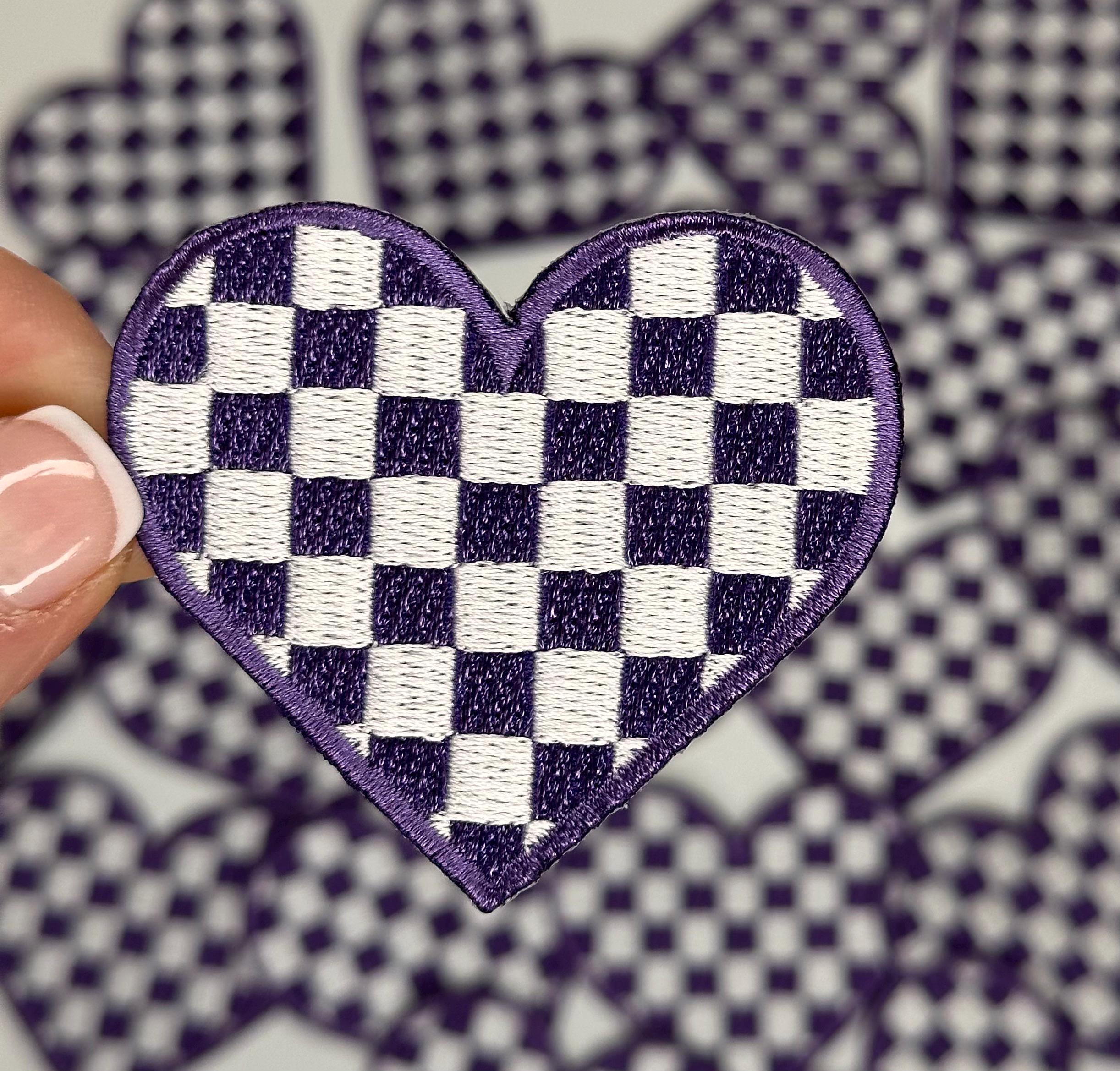 Checkered Heart Patch: Embroidered Iron-on Applique (6cm X 5.3cm) - Etsy