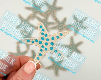 Starfish Patch: Embroidered Iron-On Applique (5.8cm x 6cm)