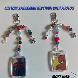 Custom Spider-man Beaded Keychain with Photos