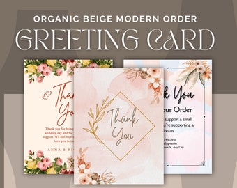 Organic White Beige Modern Thank You For Your Order Card