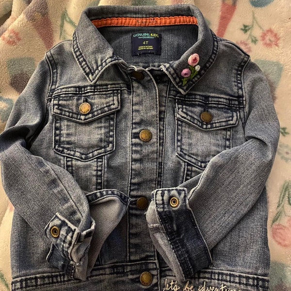 Hand Embroidered Girls Jean Jacket