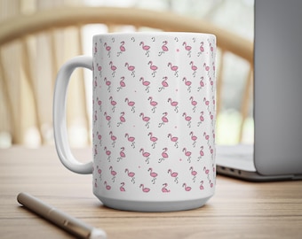 Flamingo Coffee Mug | Cute Pink Flamingo | 11oz & 15oz Ceramic Cup | Gift Idea | Tropical Drinkware | Kitchen Decor | Bird Lover Gift