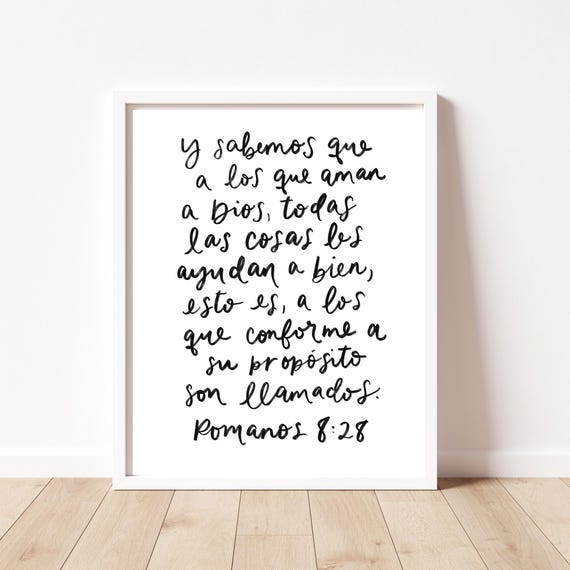 Spanish Bible Verse Art Romanos 8:28 Print Scripture wall art Christian Gift for Church Wall Art