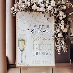Bridal Shower Welcome Sign Template | Pearls and Prosecco Bridal Shower Welcome Poster | Pearl Necklace Welcome Sign |Printable Sign - Pearl