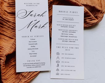 Minimalist Wedding Program Template | INSTANT DOWNLOAD | Wedding Ceremony Program - Minimalist
