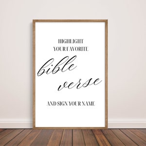 Highlight Your Favorite Bible Verse and Sign Printable | Black and White | Wedding Engagement Bridal Shower | Instant Download - Minimalist