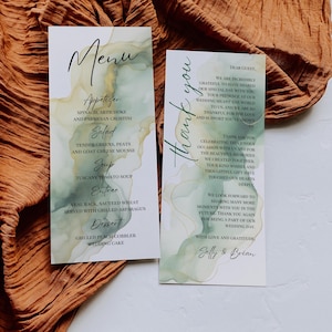 Wedding Menu Design, Sage Green Editable Template, Printable Dinner Menu Card, Custom Wedding Stationery - Sage