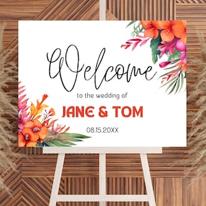 Wedding Welcome Sign Aloha | Hawaiian Theme Welcome Sign | Hawaii Wedding Sign | Tropical | Sunset | Hawaiian Ceremony Sign - Jane