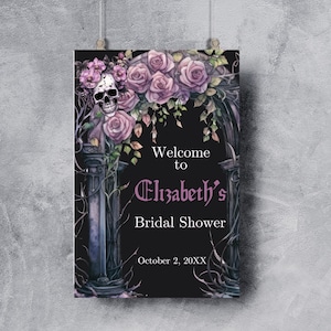 Gothic Bridal Shower Welcome Sign Template | Gothic Bridal Shower Bundle | Halloween Bridal Shower | Til Death Do Us Party - Til Death