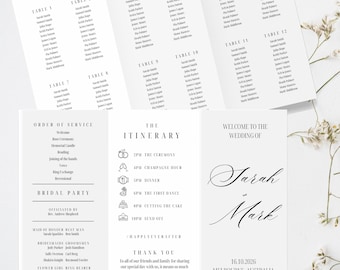 Minimalist Trifold Wedding Program Template | INSTANT DOWNLOAD | Folded Programs | Wedding Ceremony Program