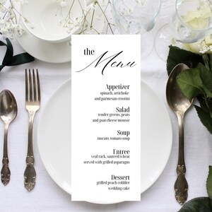 Personalized Minimal Menu and Thank You Card | Modern and Simple ...