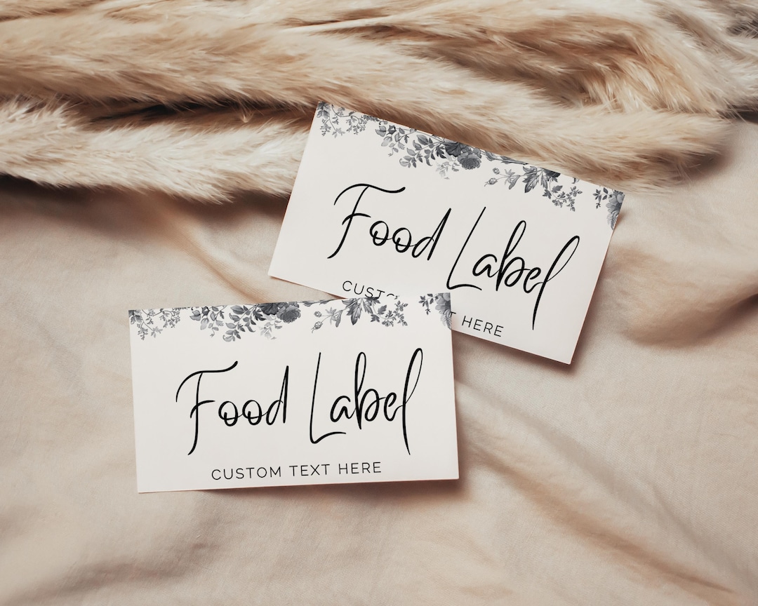 Editable Food Label Template for Wedding or Event, Printable Floral ...