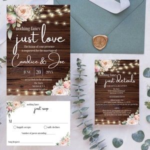 Nothing Fancy Just Love Invitation | INSTANT DOWNLOAD | Rustic | Wedding Template | Floral - Candice