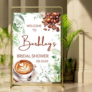 Bridal Shower Welcome Sign Template | Love is Brewing Bridal Shower Welcome Poster | Coffee Welcome Sign |Printable Sign - Coffee
