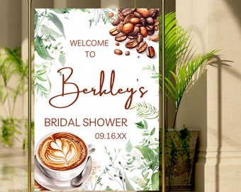 Bridal Shower Welcome Sign Template | Love is Brewing Bridal Shower Welcome Poster | Coffee Welcome Sign |Printable Sign - Coffee