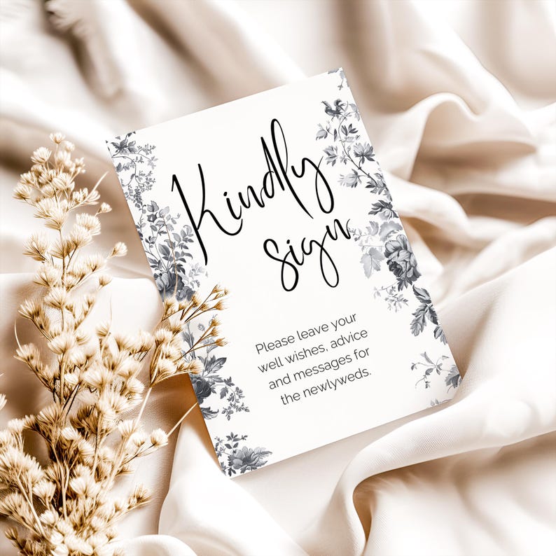 Kindly Sign Guest Book Sign Template, Editable Wedding Well Wishes ...