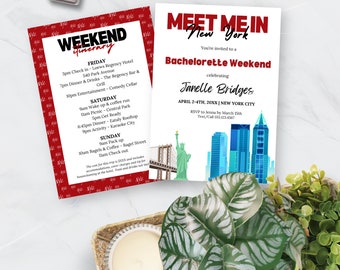 New York City Bachelorette Itinerary Template | Hen Party | Digital File | Bridal Shower | NYC Bachelorette Invite | Girls Weekend - NYC